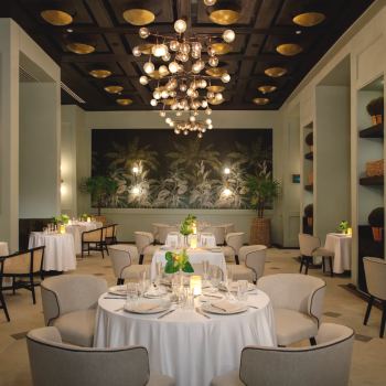 Bisou AAA Four Diamond French restaurant interior at Secrets Moxché, ideal for wedding rehearsal dinners