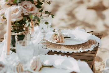 Elegant wedding reception table décor
featuring floral arrangements, specialty place settings, and personalized
design details included in destination wedding packages. Elegant wedding reception table décor
featuring floral arrangements, specialty place settings, and personalized
design details included in destination wedding packages.